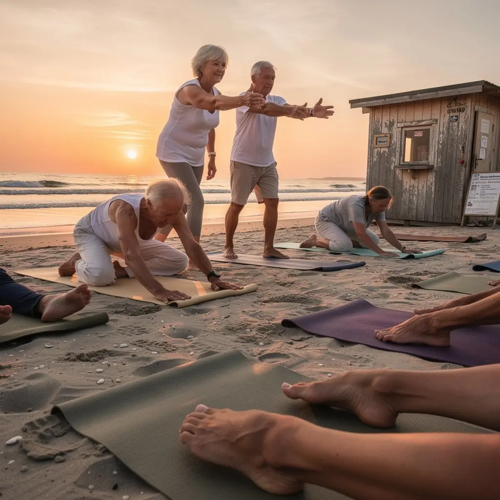 Viegla jogas nodarbība ar mūziku, kas rada mierīgu un harmonisku atmosfēru.